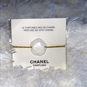 Chanel Parfums White Flower and Gold Bracelet